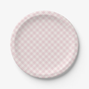 Spring Retro Gingham   Soft Blush Paper Plates