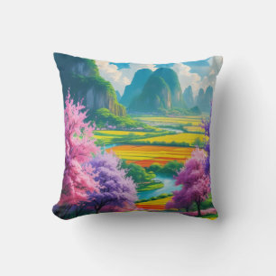 "Spring Reverie – Cherry Blossom Fantasy Throw Pillow
