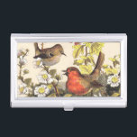 Spring Robin Birds Red Birding Business Card Case<br><div class="desc">Spring has Sprung! Robin Classic Illustration - This vintage image of two robins in a rose bush is from an 1800s story book.</div>