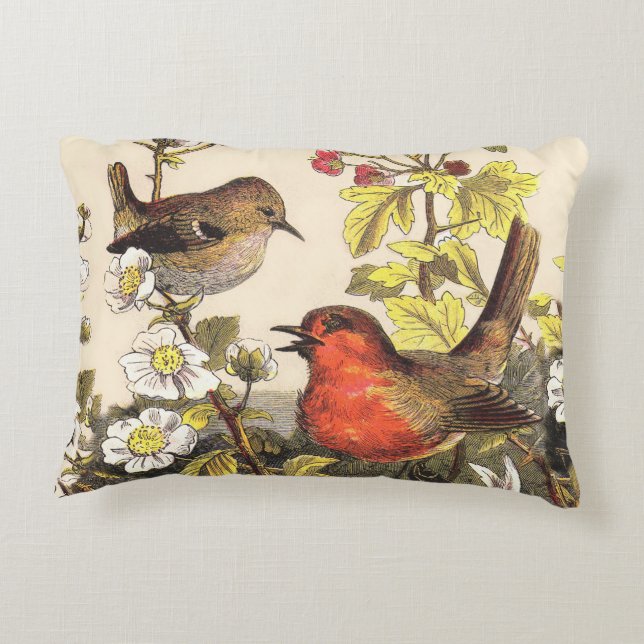 Spring Robin Birds Red Birding Decorative Pillow (Back)