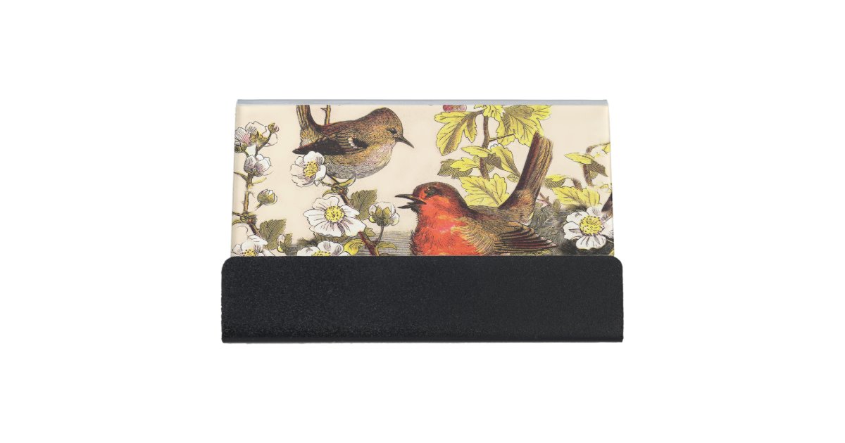 Birding Rack Card Spring Robin Birds Red Birding Desk Business Card Holder | Zazzle