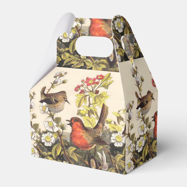 Spring Robin Birds Red Birding Favor Boxes (Front Side)