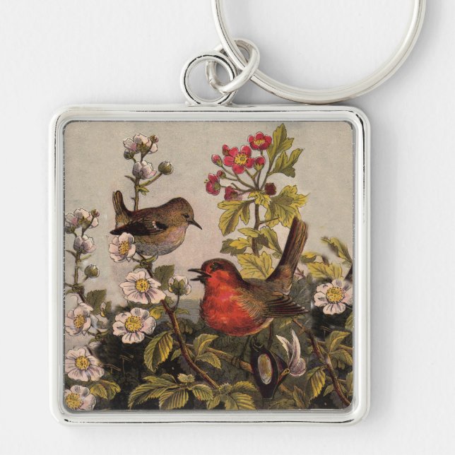 Spring Robin Birds Red Birding Keychain (Front)