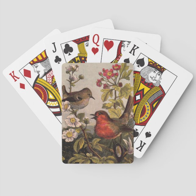 Spring Robin Birds Red Birding Poker Cards (Back)