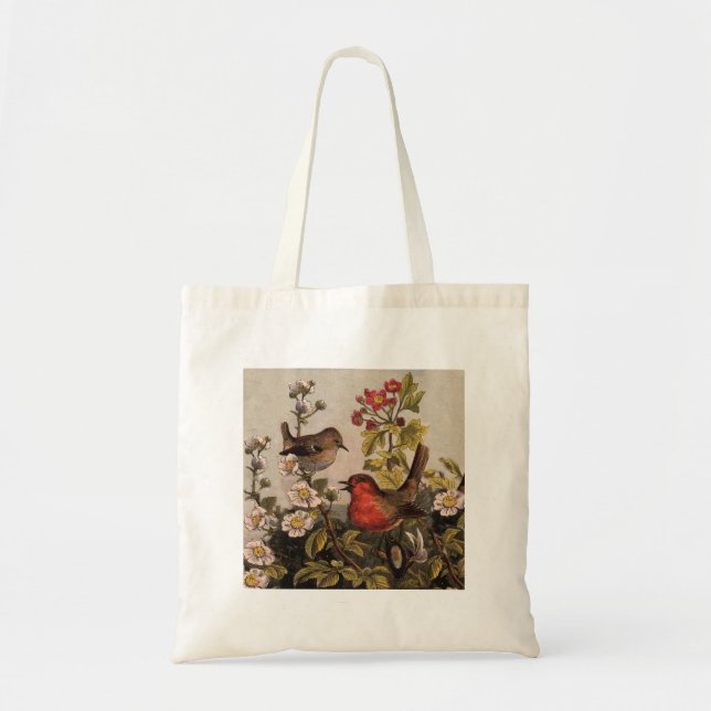 Spring Robin Birds Red Birding Tote Bag (Front)