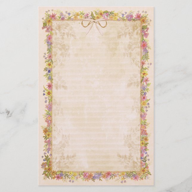 Spring Romance - Peach Stationery (Front)