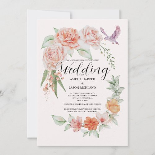 Spring Romance Peonies Garden Wedding Invitation