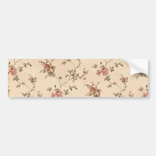 spring romance victorian rose pattern bumper sticker (Front)