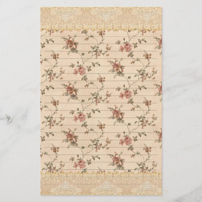 spring romance victorian rose pattern stationery (Front)