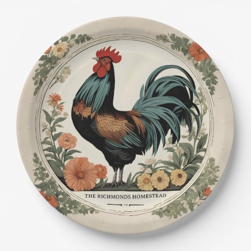 Spring Rooster Paper Plates