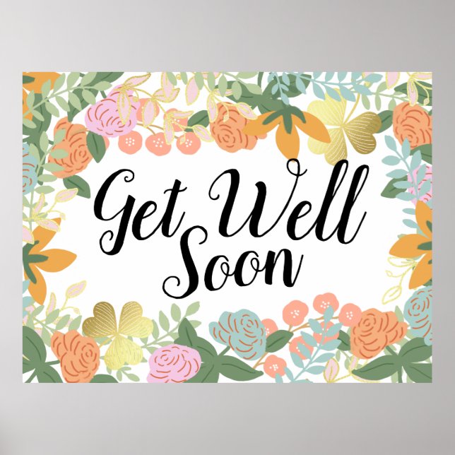 Spring Rose Bloom Clover Support Get Well Soon  Poster (Front)
