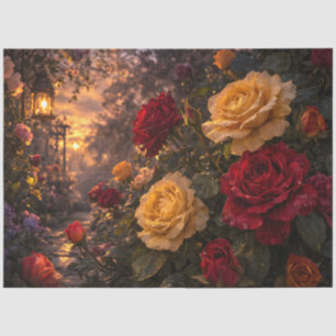 Spring Rose Garden Path Red and Yellow Roses  Tissue Paper