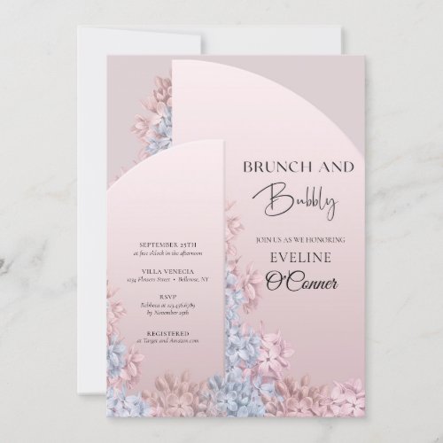 Spring rose gold boho arch brunch and bubbly invitation