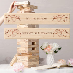 Spring Rose Gold Foil Wildflower Wedding Topple Tower