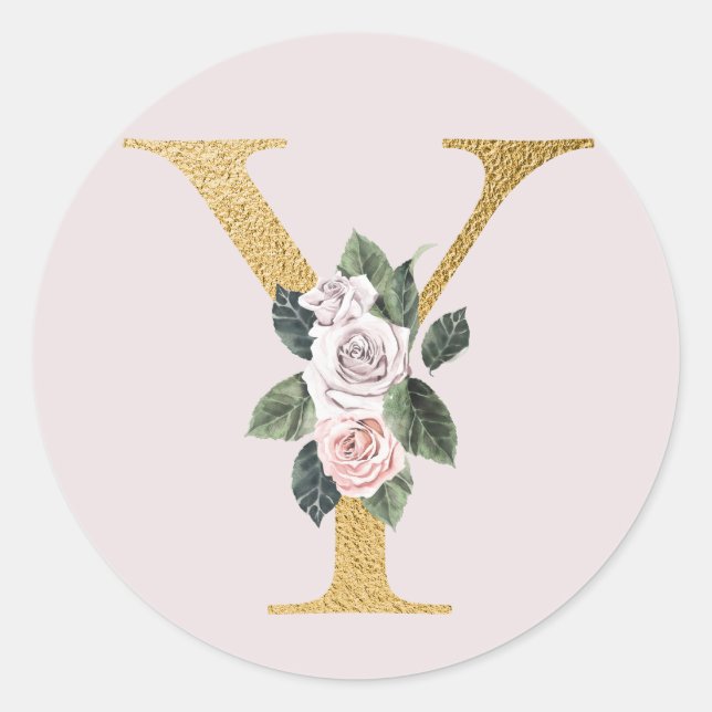 Spring roses gold initials sticker letter Y (Front)