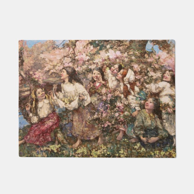 Spring Roundelay (by Edward Atkinson Hornel) Doormat (Front)