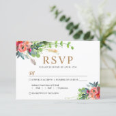 Spring Rustic Boho Floral Watercolor Wedding RSVP (Standing Front)