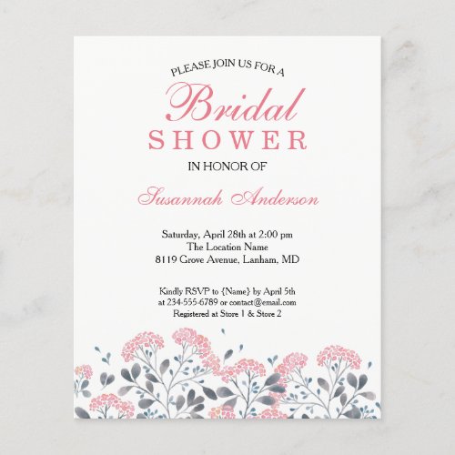 Spring rustic Floral Pink Gray Bridal Shower