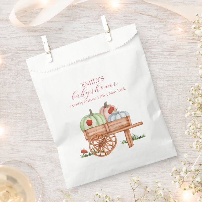 Spring Rustic Modern Pumpkin Labybug Baby Shower Favor Bag (Clipped)