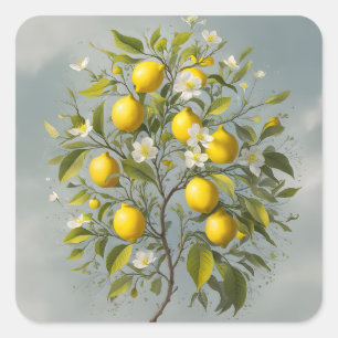 Spring’s Bounty: Lemon Tree Blossom Square Sticker
