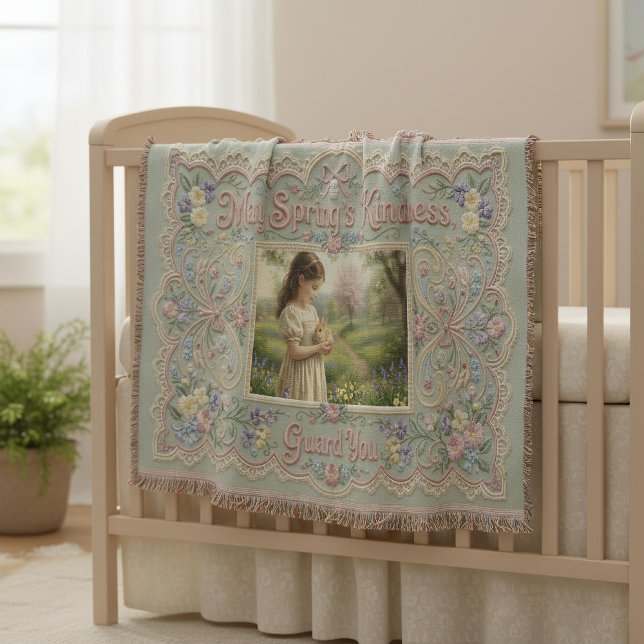 Spring’s Kindness Guardian Personalized Faux‑Embro Throw Blanket (Creator Uploaded)