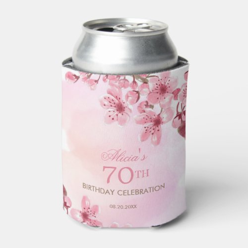 Spring Sakura Cherry Blossom Pink Cream Birthday Can Cooler