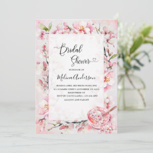 Spring Sakura Flowesr and Dessert watercolor bri Invitation