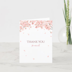 Spring Sakura Japanese Cherry Blossoms Pink Letterpress Thank You Card