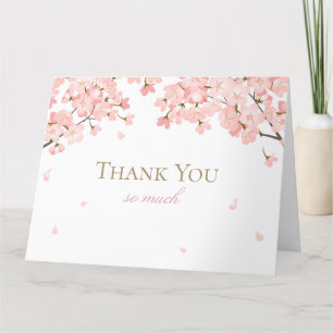 Spring Sakura Japanese Cherry Blossoms Pink Letterpress Thank You Card