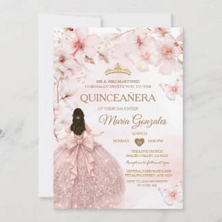 Spring Sakura Quinceañera Sweet 16 Cherry blossom  Invitation