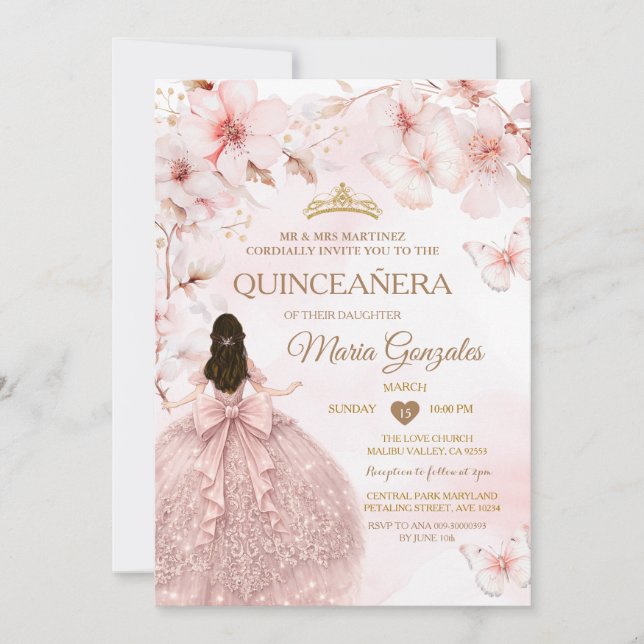 Spring Sakura Quinceañera Sweet 16 Cherry blossom  Invitation (Front)