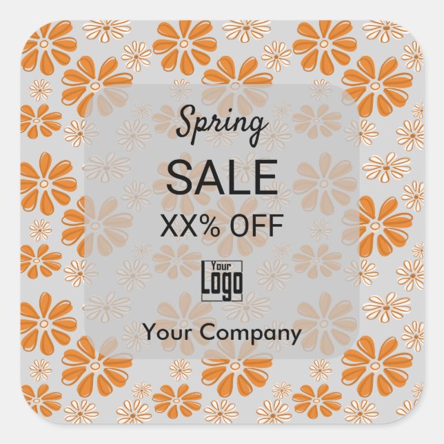 Spring Sale Announcement on Marketing Collateral Square Sticker (Front)