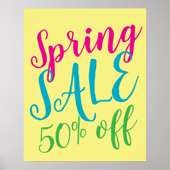 Spring Sale Sign, 50% Off Sale Sign, Retail Poster (Front)