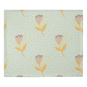 Spring seamless folk flower doodle pattern. Hand d Duvet Cover
