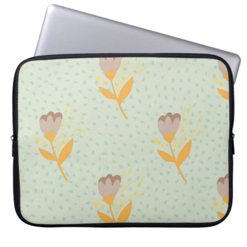 Spring seamless folk flower doodle pattern Hand d Laptop Sleeve
