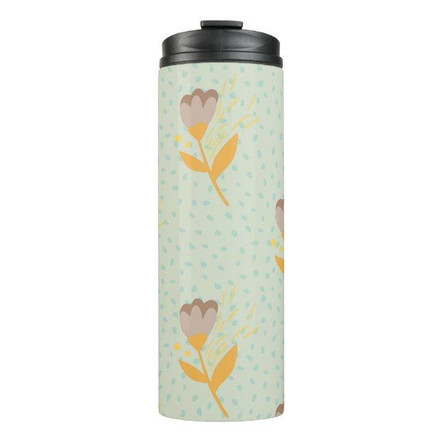 Spring seamless folk flower doodle pattern. Hand d Thermal Tumbler (Front)
