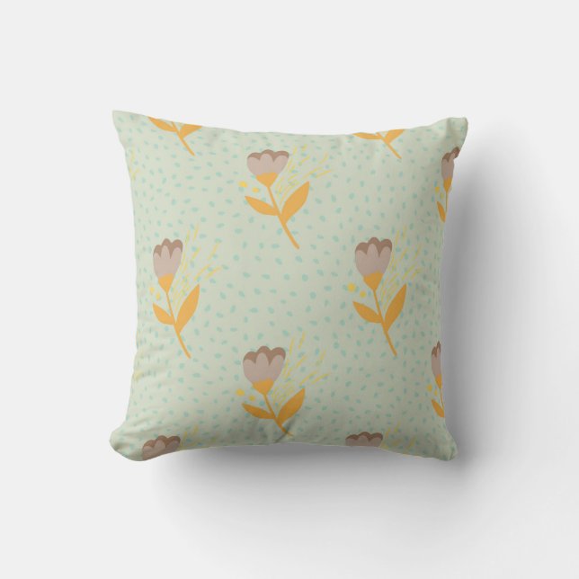 Spring seamless folk flower doodle pattern. Hand d Throw Pillow (Front)