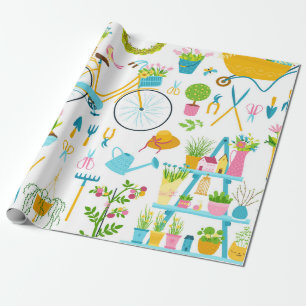 Spring seamless pattern in simple hand-drawn carto wrapping paper
