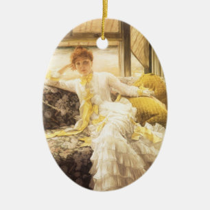 Spring (Seaside) by James Tissot, Vintage Portrait Ceramic Ornament