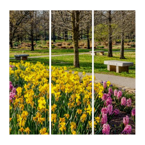 Spring Season Flower Garden Triptych