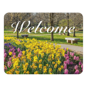 Spring Season Flower Garden Welcome Door Sign