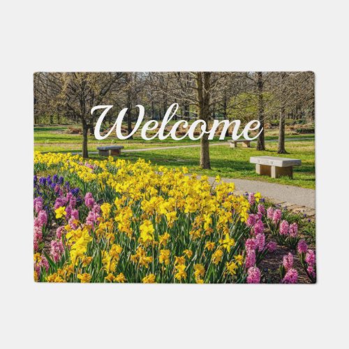 Spring Season Flower Garden Welcome Doormat