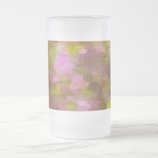 Spring Season Pinks Abstract Frosted Glass Beer Mug (Center)