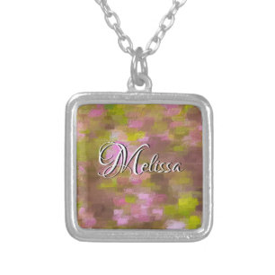 Spring Season Pinks Abstract Silver Plated Necklace