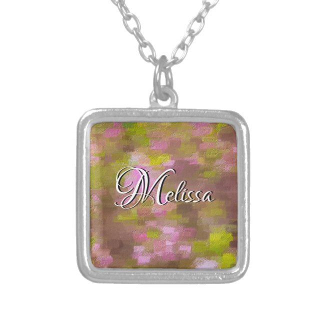 Spring Season Pinks Abstract Silver Plated Necklace (Front)
