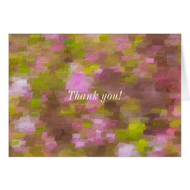 Spring Season Pinks Abstract Thank You Card (Front Horizontal)