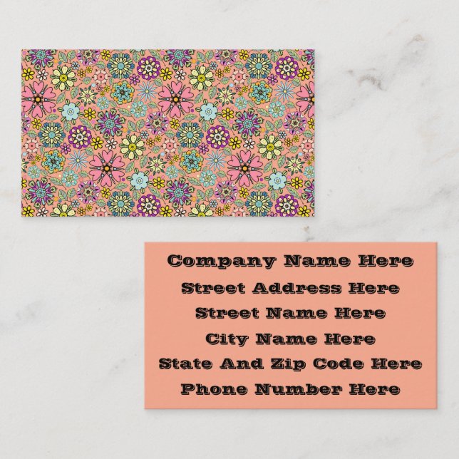 Spring Season Retro Flower Colors Seamless Pattern Business Card (Front/Back)