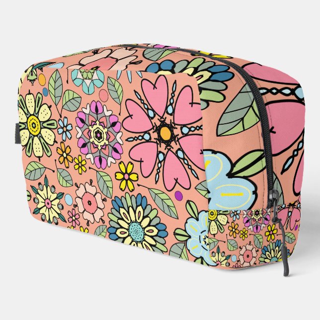 Spring Season Retro Flower Colors Seamless Pattern Dopp Kit (Right Corner)