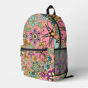 Spring Season Retro Flower Colors Seamless Pattern Printed Backpack