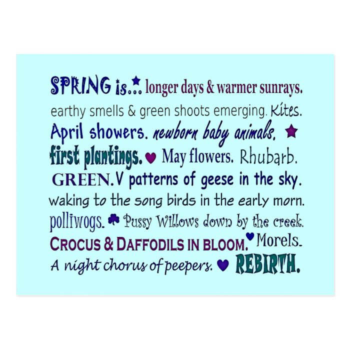 Spring Season. Word Art Collage Postcard